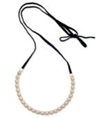 Kate Spade New York Gold-tone Pave & Imitation Pearl Black Velvet Tie Choker Necklace