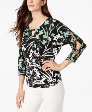 Jm Collection Printed Split-sleeve Top, Created For Macy's
