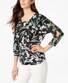 Jm Collection Printed Split-sleeve Top, Created For Macy's