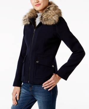 Maralyn & Me Juniors' Faux-fur-collar Jacket