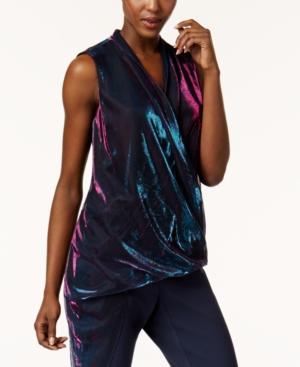 Alfani Metallic Asymmetrical-hem Top, Created For Macy's