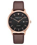 Kenneth Cole New York Men's Diamond Brown Leather Strap Watch 41mm