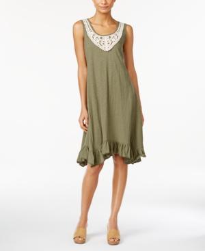 Style & Co. Crochet-trim Ruffled-hem Dress, Only At Macy's
