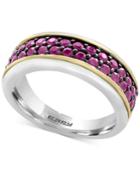 Effy Men's Ruby Band (1-1/2 Ct. T.w.) In Sterling Silver, 18k Gold And Black Rhodium