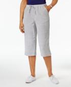 Karen Scott Petite Cotton Seersucker Drawstring Capri Pants, Only At Macy's