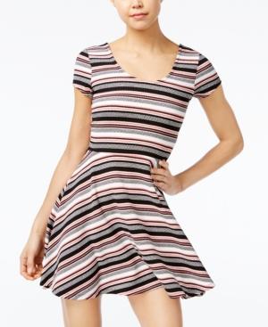Planet Gold Juniors' Printed Double-scoop Skater Dress