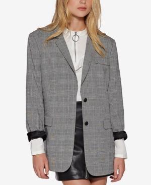 Avec Les Filles Plaid Boyfriend Blazer