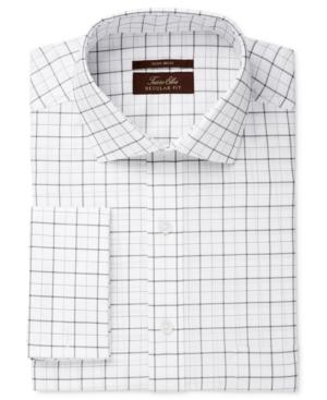 Tasso Elba Men's Classic Fit Non-iron Windowpane French Cuff Dress Shirt, Only At Macy's