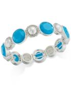 Charter Club Silver-tone Blue Stone And Pave Dome Stretch Bracelet, Only At Macy's