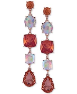 Guess Rose Gold-tone Colored Crystal Drop Earrings