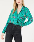 Project 28 Nyc Floral-print Faux-wrap Top