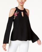 Thalia Sodi Embroidered Cold-shoulder Top, Created For Macy's