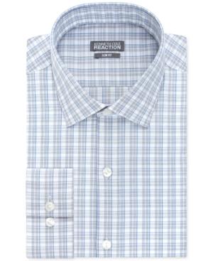 Kenneth Cole Reaction Slim-fit Performance Blue Crystal Check Dress Shirt