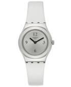 Swatch Women's Swiss Power Tracking White Leather Strap Watch 25mm Yss296