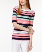 Charter Club Elbow-sleeve Pima Cotton Tee, Multi Stripe