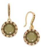 Inc International Concepts Gold-tone Green Stone & Yellow Pave Drop Earrings, Created For Macy's