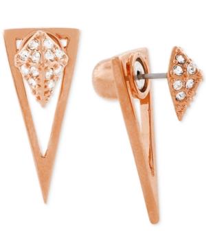 Vince Camuto Rose Gold-tone Pyramid And Triangle Front And Back Earrings