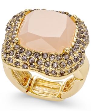 Inc International Concepts Gold-tone Pave Pink Stone Stretch Ring, Only At Macy's