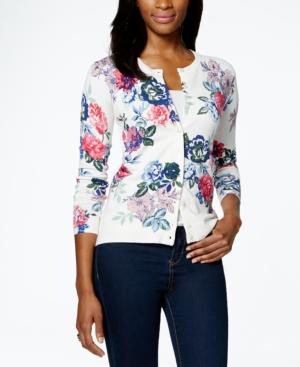 Charter Club Petite Floral-print Cardigan, Only At Macy's