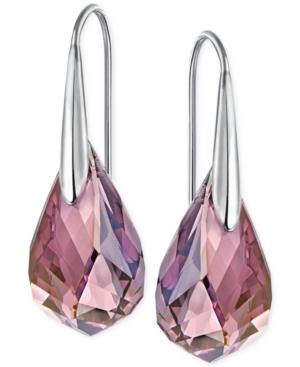 Swarovski Silver-tone Lilac Crystal Drop Earrings