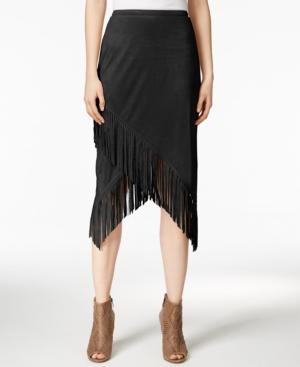 Kensie Fringe Faux-suede Skirt