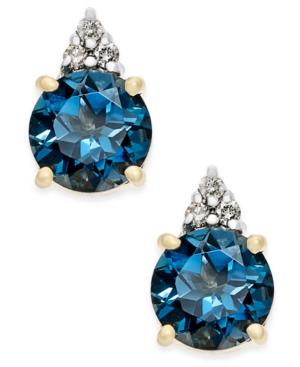 London Blue Topaz (2 Ct. T.w.) And Diamond Accent Stud Earrings In 14k Gold