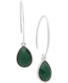 Nine West Silver-tone Green Stone Threader Earrings