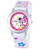 Disney Watch, Kid's Minnie Mouse Time Teacher Floral Printed Nylon Strap 30mm W000364