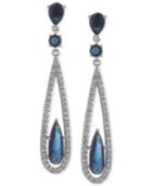Carolee Earrings, Silver-tone Blue Glass Bead Linear Drop Earrings