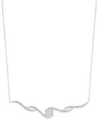 Danori Silver-tone Swirled Pave Crystal Bar Necklace