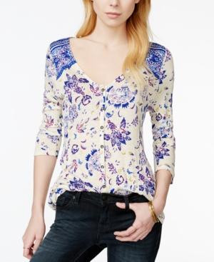 Lucky Brand Printed Button-front Top