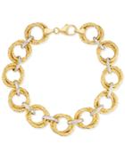 Two-tone Circle Link Bracelet In 14k Gold-plated Sterling Silver & Sterling Silver