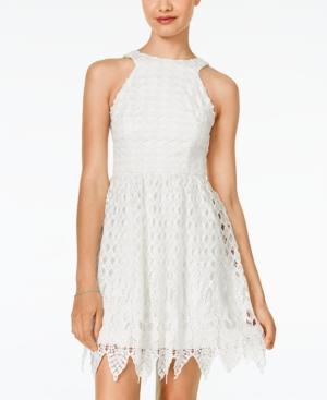 City Studios Juniors' Sleeveless Lace Fit & Flare Dress