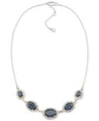 Carolee Silver-tone Blue And Clear Crystal Necklace