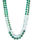 Lonna & Lilly Gold-tone Green And White Beaded Layer Necklace