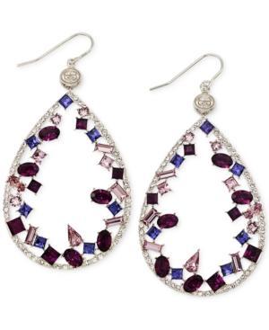 Sis By Simone I Smith Blue, Purple And White Crystal Teardrop Earrings In Platinum Over Sterling Silver