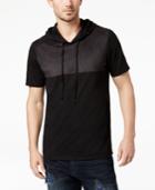 Guess Men's Suedette Hooded Faux-suede Panel T-shirt