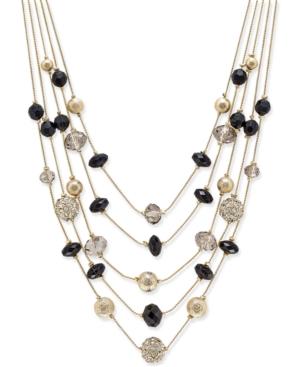 Inc International Concepts Gold-tone Bead And Crystal Layered Necklace, Only At Macy's