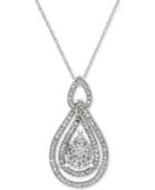 Diamond Openwork Teardrop Pendant Necklace (1/2 Ct. T.w.) In 14k White Gold