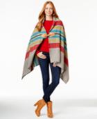 Woolrich Striped Buckled Cape Coat