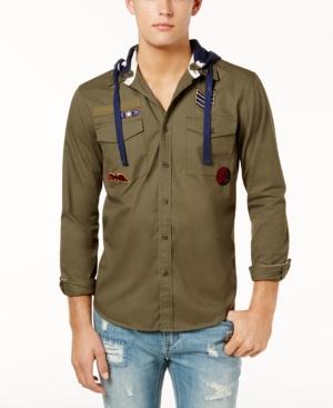 American Rag Men's Patch Hooded Shirt, Created For Macy's