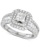 Diamond Princess Halo Engagement Ring (1-3/4 Ct. T.w.) In 14k White Gold