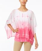 Jm Collection Petite Printed Poncho Blouse, Only At Macy's