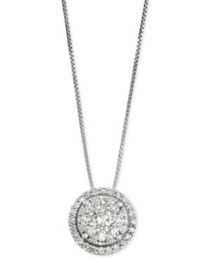 Diamond Cluster Halo Pendant Necklace (1/2 Ct. T.w.) Set In 14k White Gold