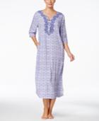 Charter Club Embroidered Printed Long Caftan, Only At Macy's