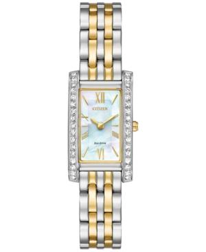 Citizen Eco-drive Women's Silhouette Crystal Jewelry Two-tone Stainless Steel Bracelet Watch 18x32mm Ex1474-51d