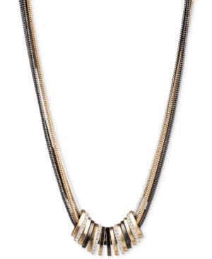 Nine West Tri-tone Crystal Large Slider Necklace