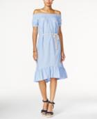 Tommy Hilfiger Striped Off-the-shoulder Dress, Only At Macy's
