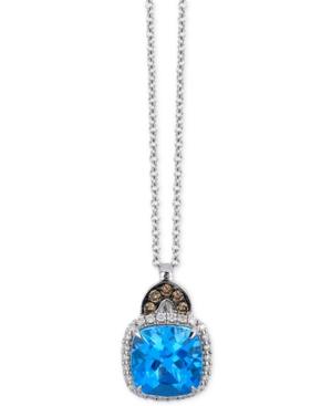 Le Vian Chocolatier Blue Topaz (2-1/10 Ct. T.w.) And Diamond (1/8 Ct. T.w.) Pendant Necklace In 14k White Gold