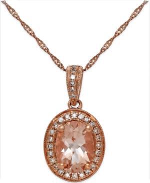 Morganite (1-1/5 Ct. T.w.) And Diamond (1/6 Ct. T.w.) Pendant Necklace In 14k Rose Gold